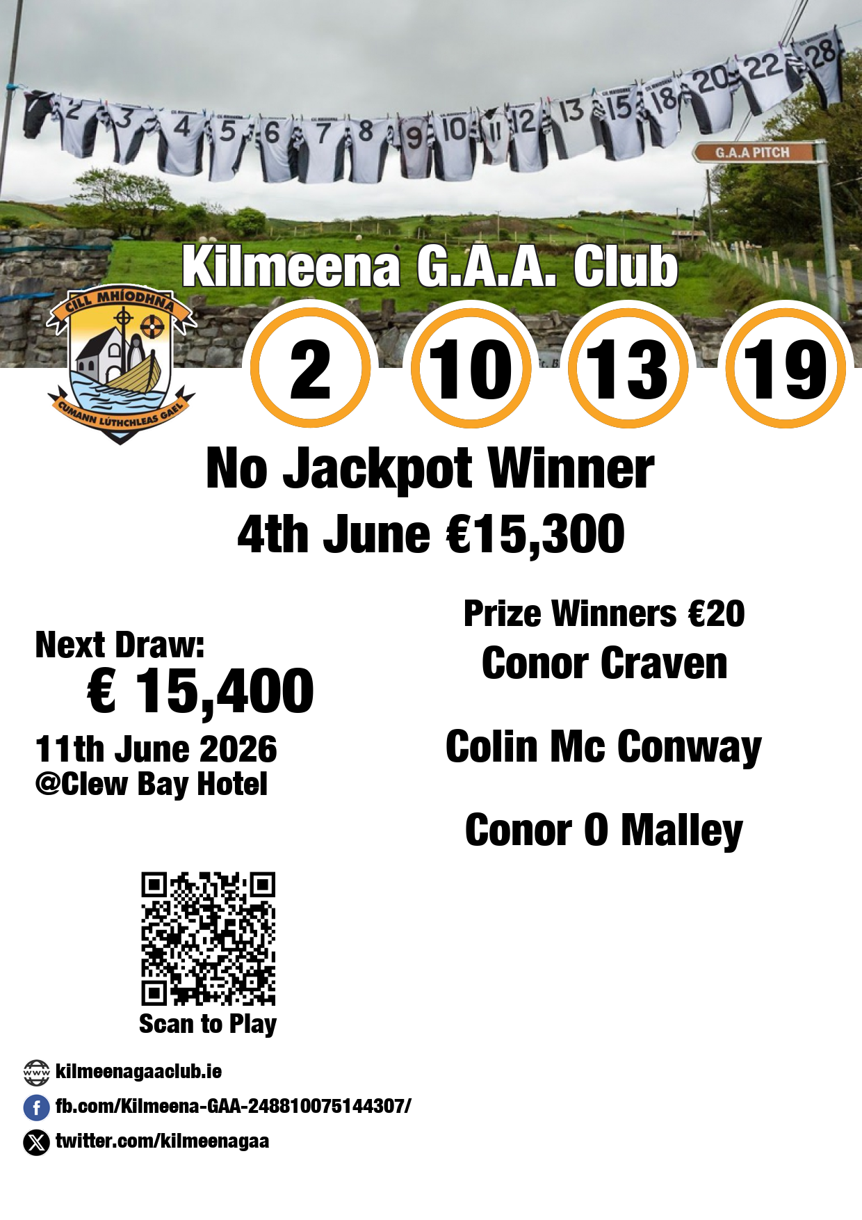 KilmeenaGAA Draw Results:4th June 2026